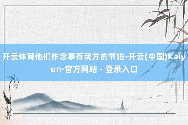 开云体育他们作念事有我方的节拍-开云(中国)Kaiyun·官方网站 - 登录入口