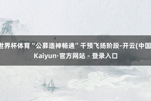 世界杯体育“公募造神畅通”干预飞扬阶段-开云(中国)Kaiyun·官方网站 - 登录入口